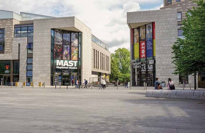 view of MAST Mayflower Studios from Guildhall Square.