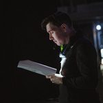 The stage manager reads the script