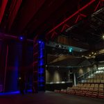 Side view of stage and seating in Studio 1 at MAST Mayflower Studios